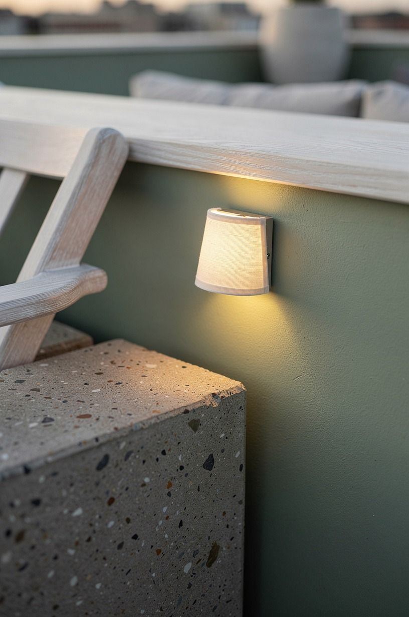 Mount sconces along the parapet wall