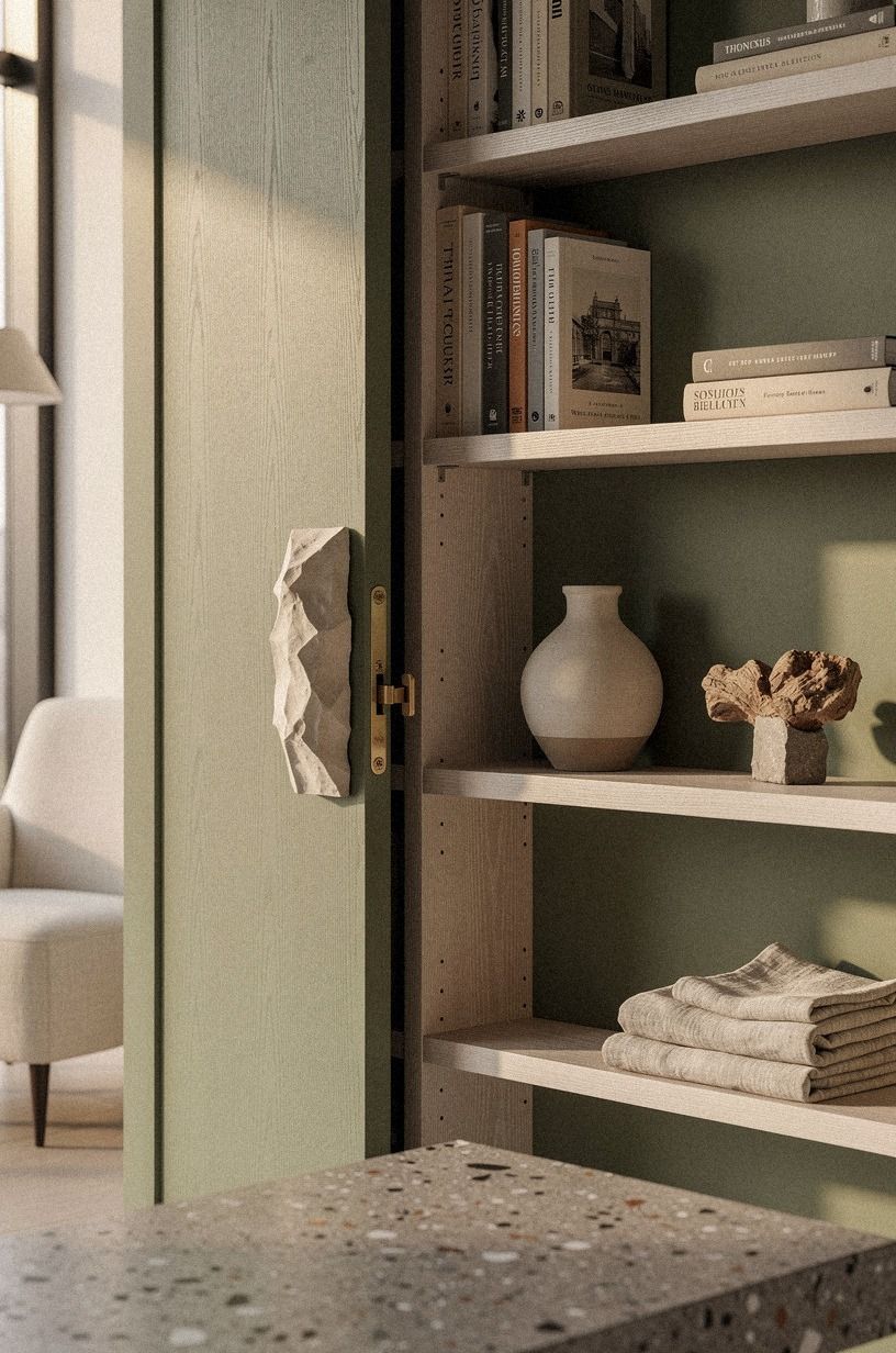 Tuck the latch behind a sculptural bookend