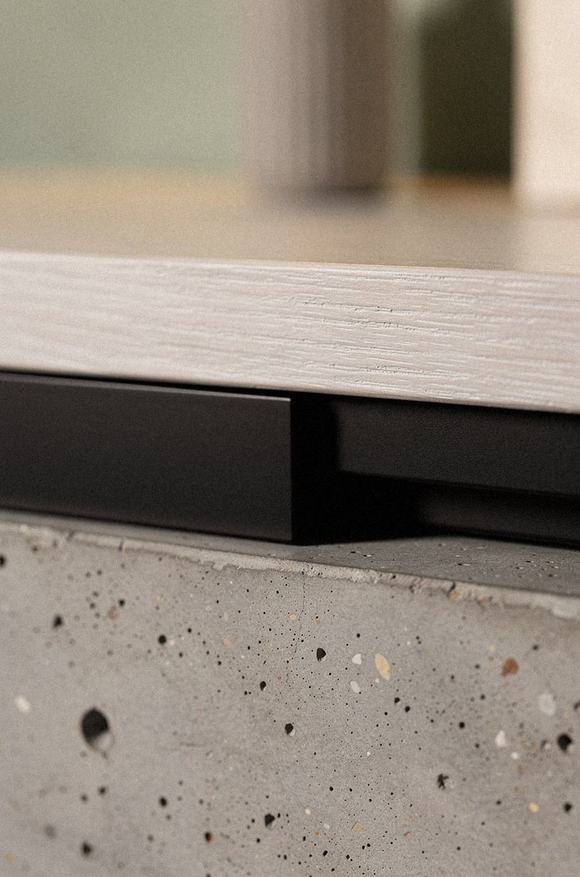 Blend the track into black steel shelving