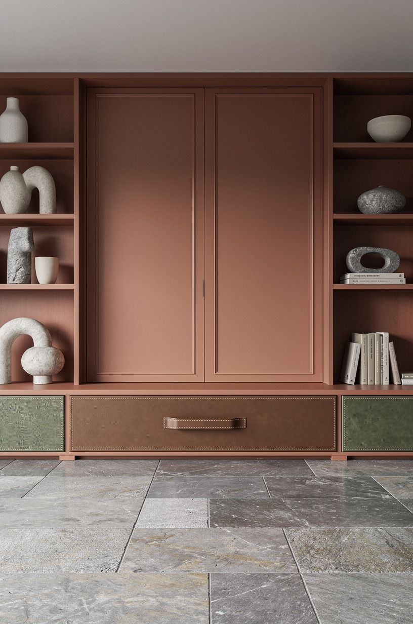 Set a flush door behind media cabinetry