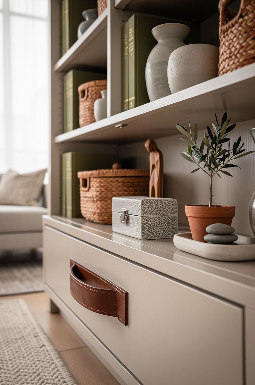 Style deep cubbies with baskets and ceramics