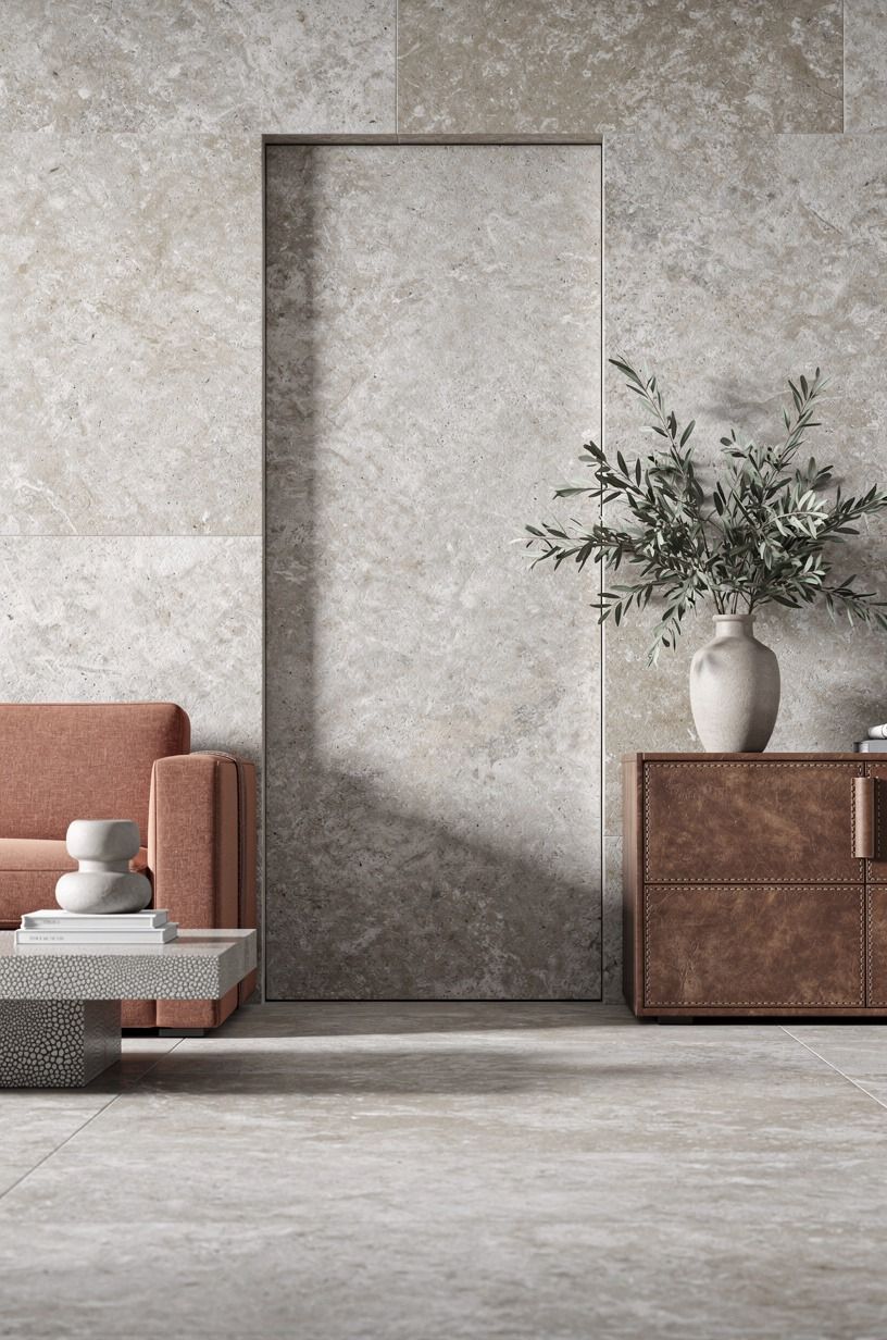 Set a flush stone slab into the wall
