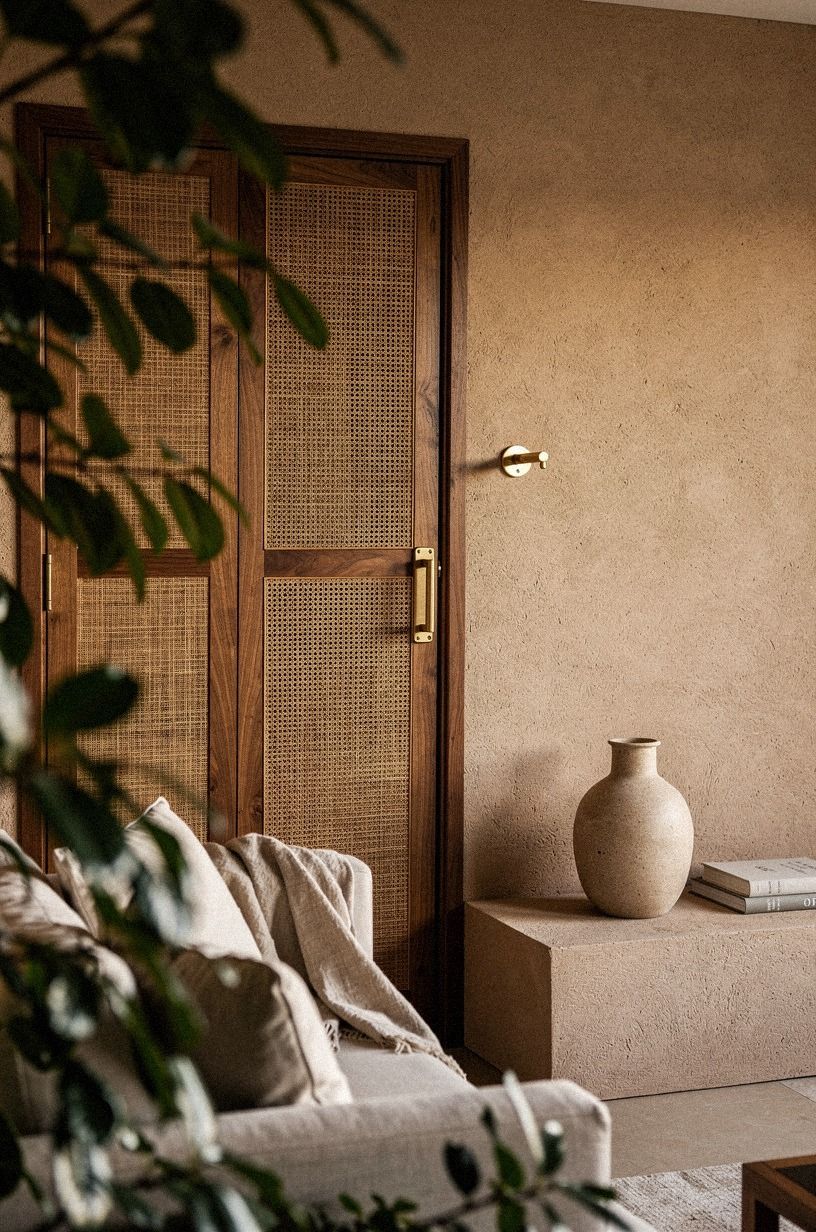 Conceal the basement door with cane panels (The Soft Texture Detour)
