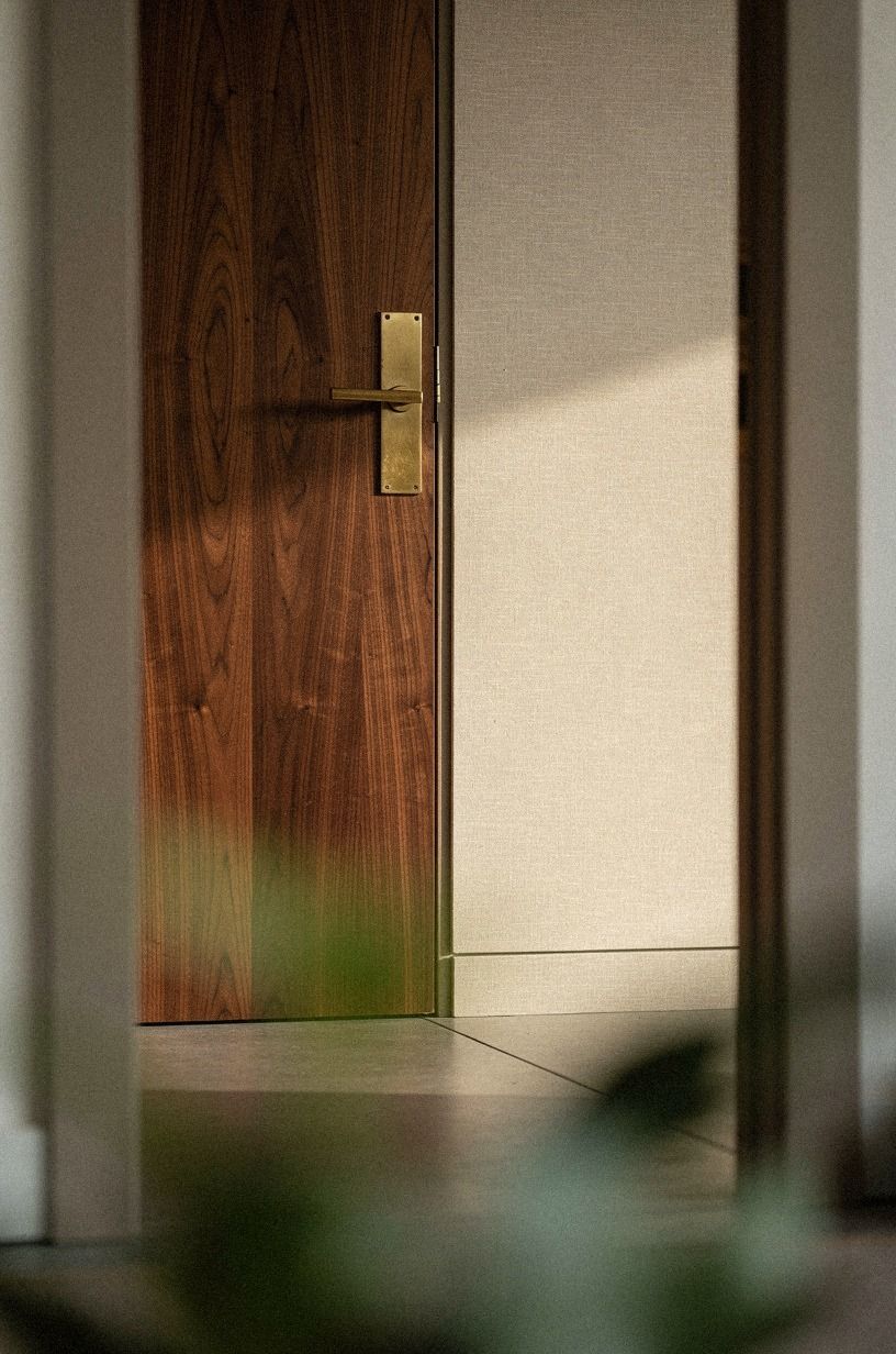 Repeat baseboards across the door gap