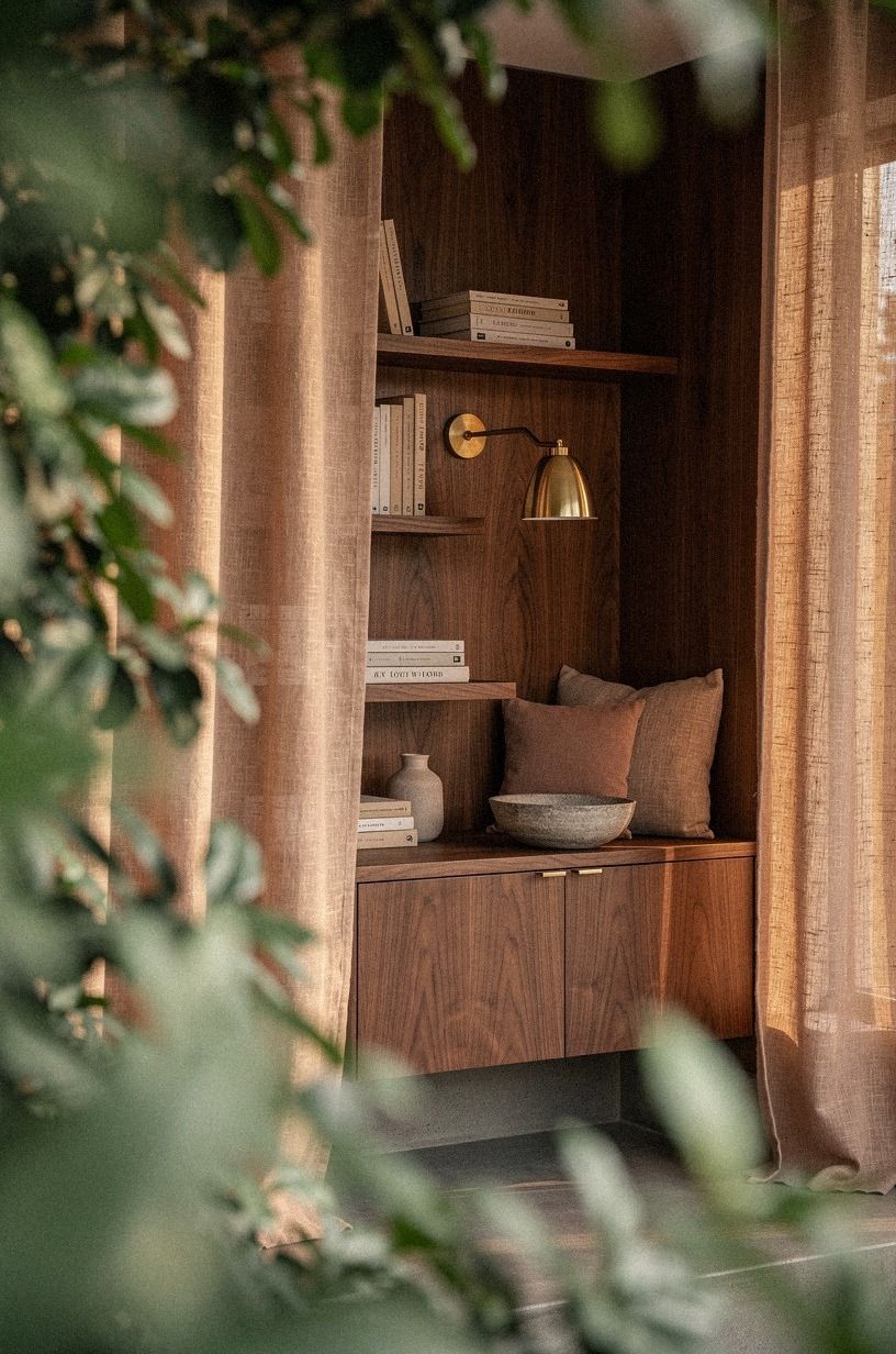 Drape the entrance with linen panels