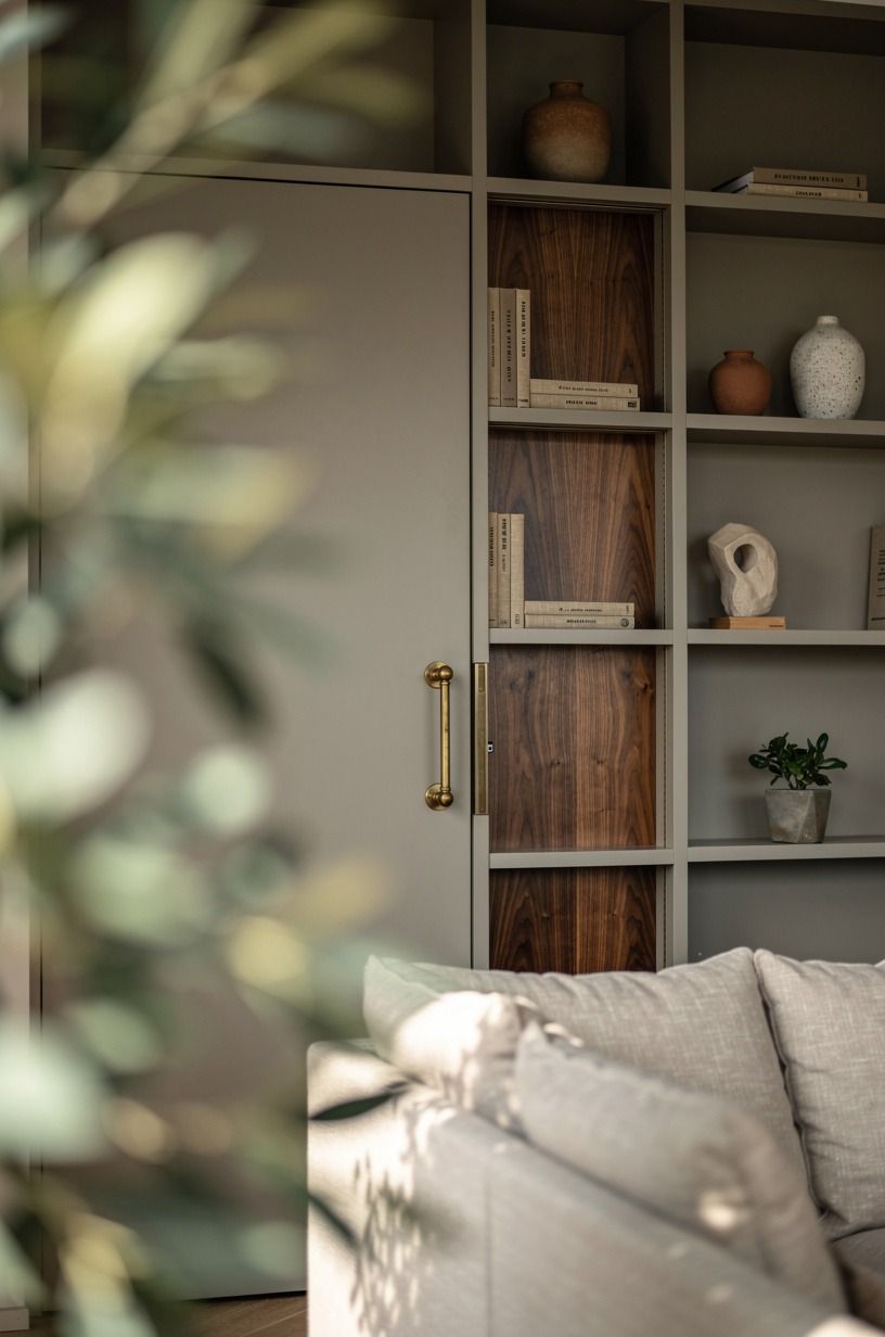 Paint the detail shelves wall color