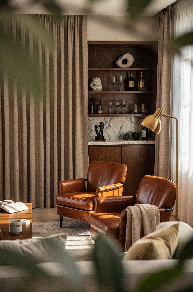 Tuck a cigar room behind moody drapes