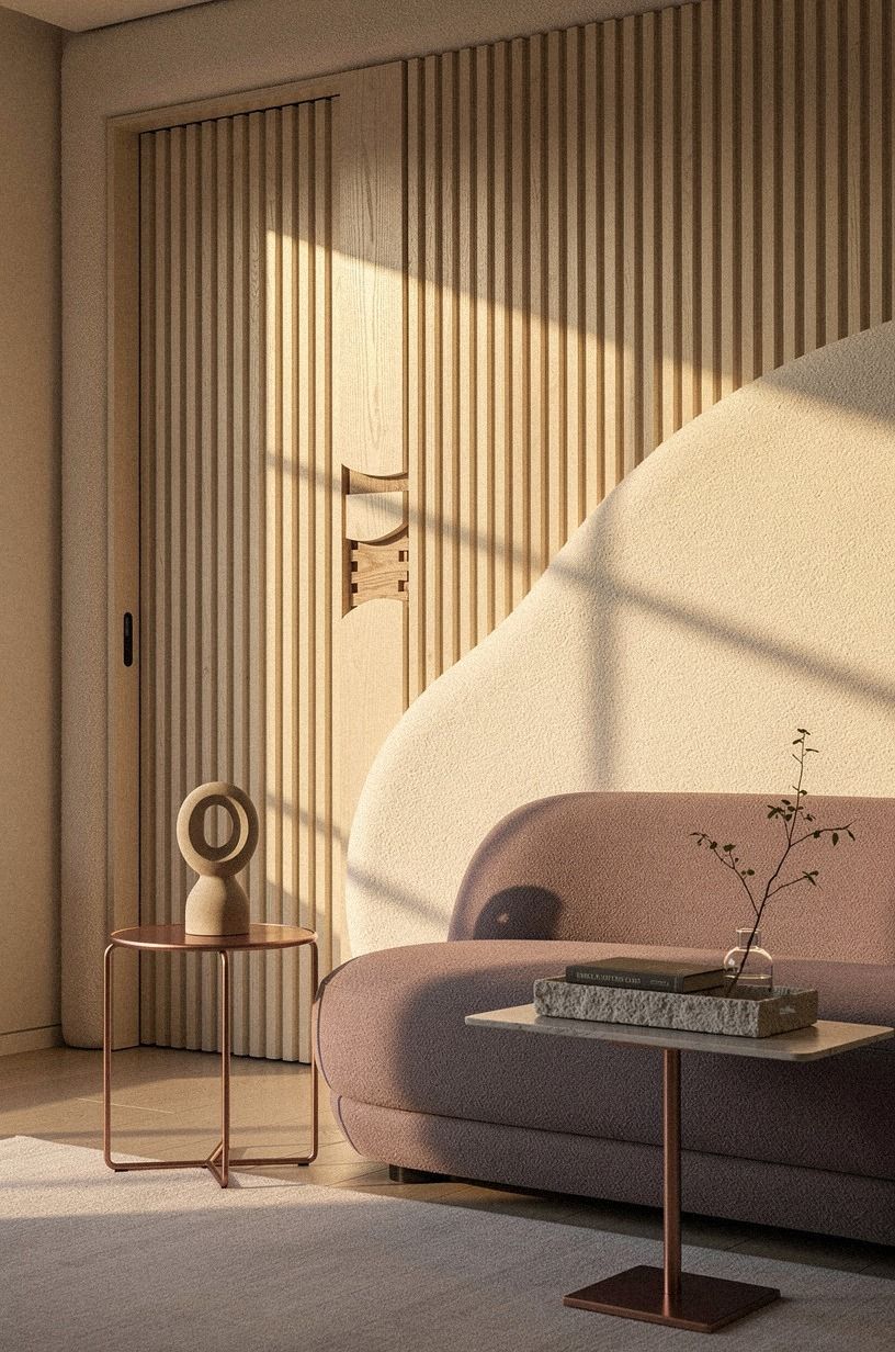 Repeat uneven slat widths around the door