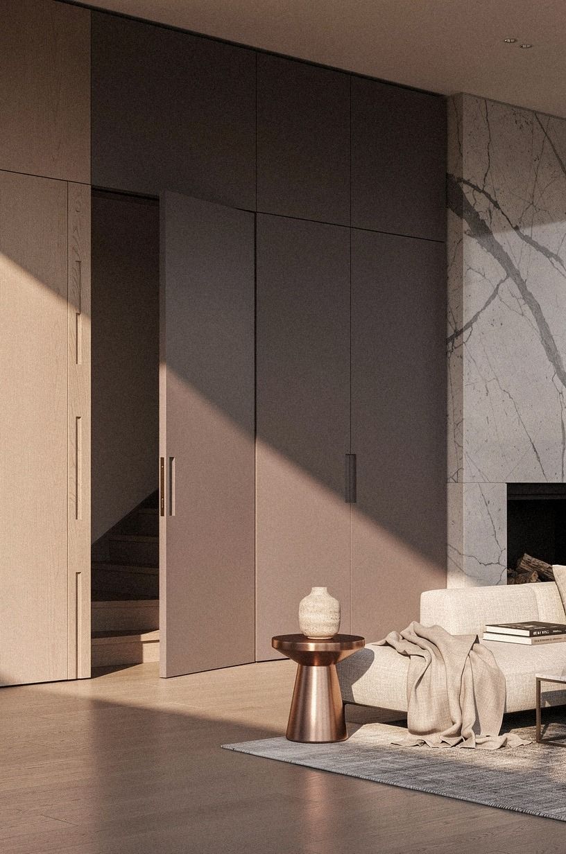 Add faux cabinet fronts over the doorway