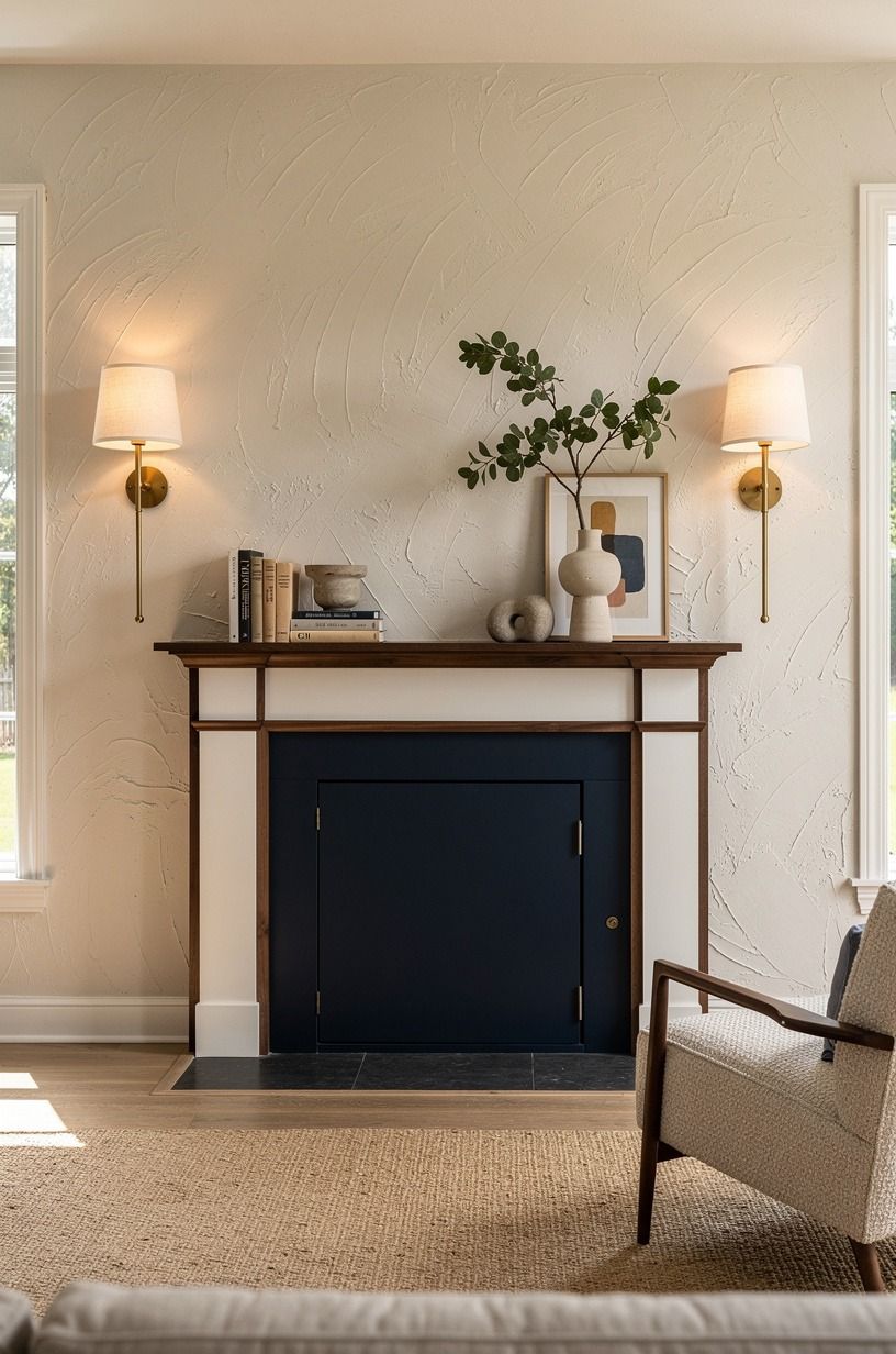 Turn the door into a faux fireplace surround