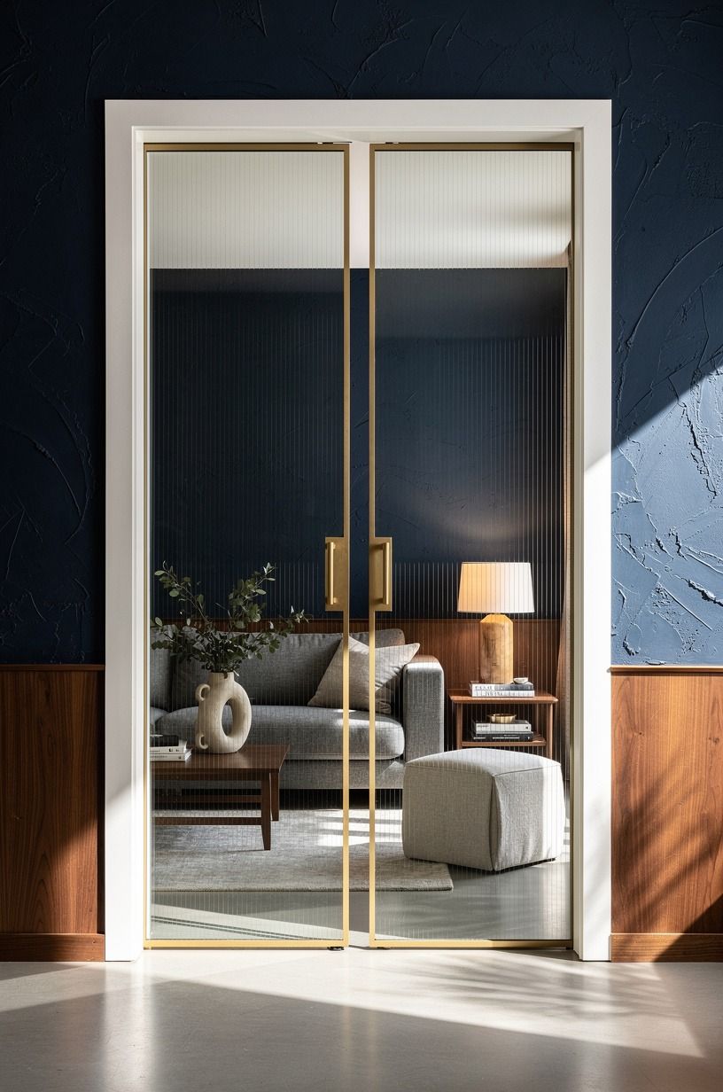 Use reeded glass panels for a soft reveal