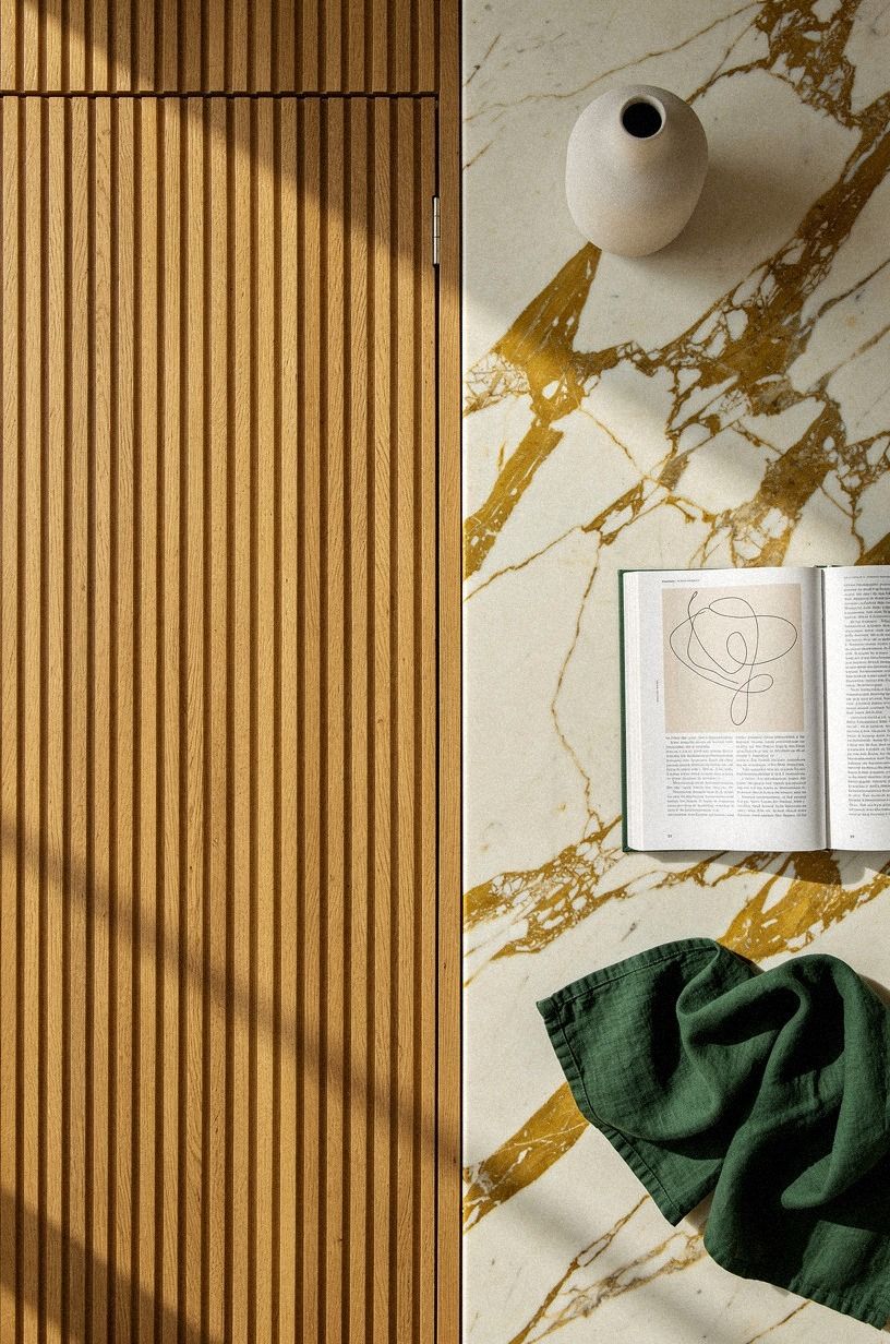 Camouflage the reveal inside fluted oak