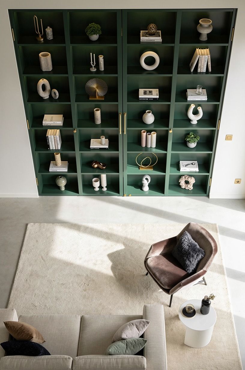 Align shelves so the door reads built-in