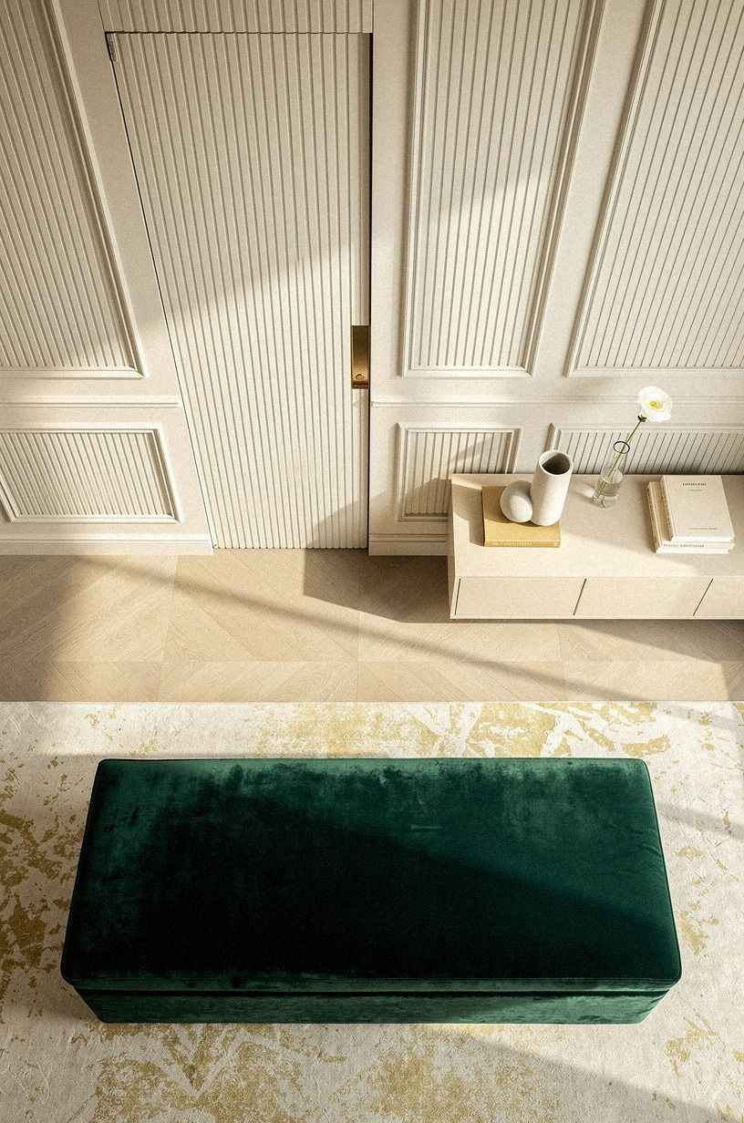 Blend the doorway into floor-to-ceiling wainscoting