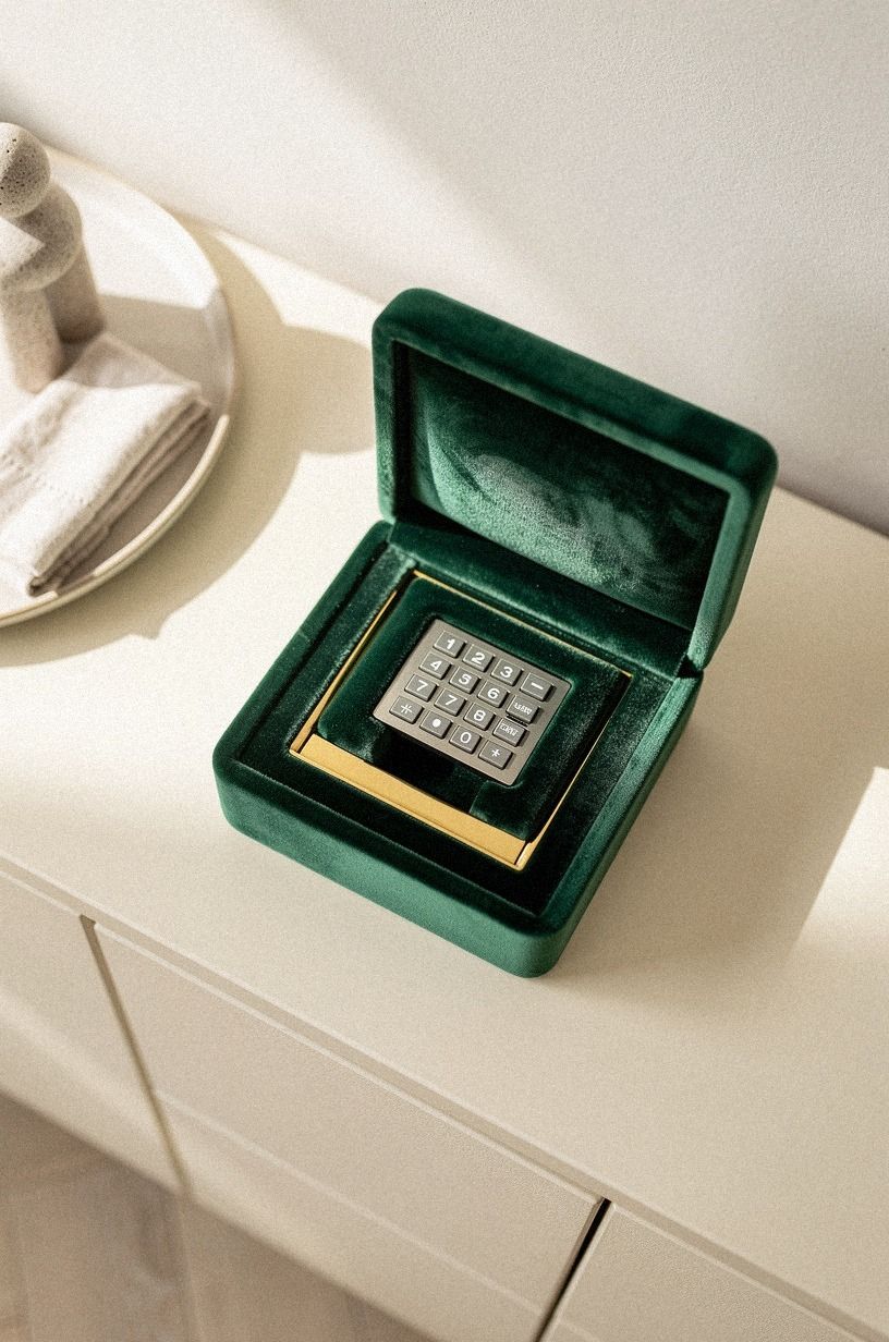 Tuck keypad access inside a shadow box