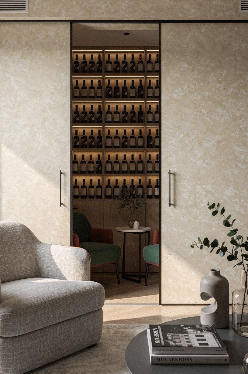 Can sliding art really hide a wine salon?