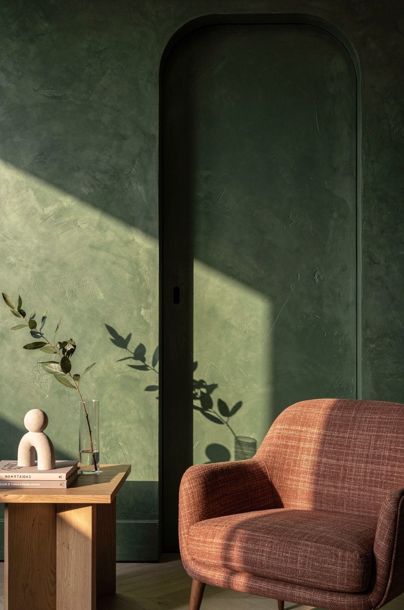 Tuck the door behind a sculptural wall niche