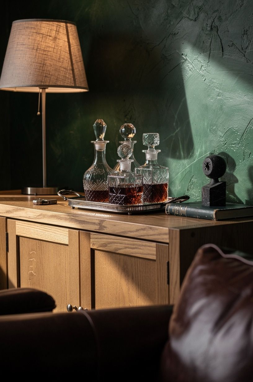 Display decanters on a silver tray