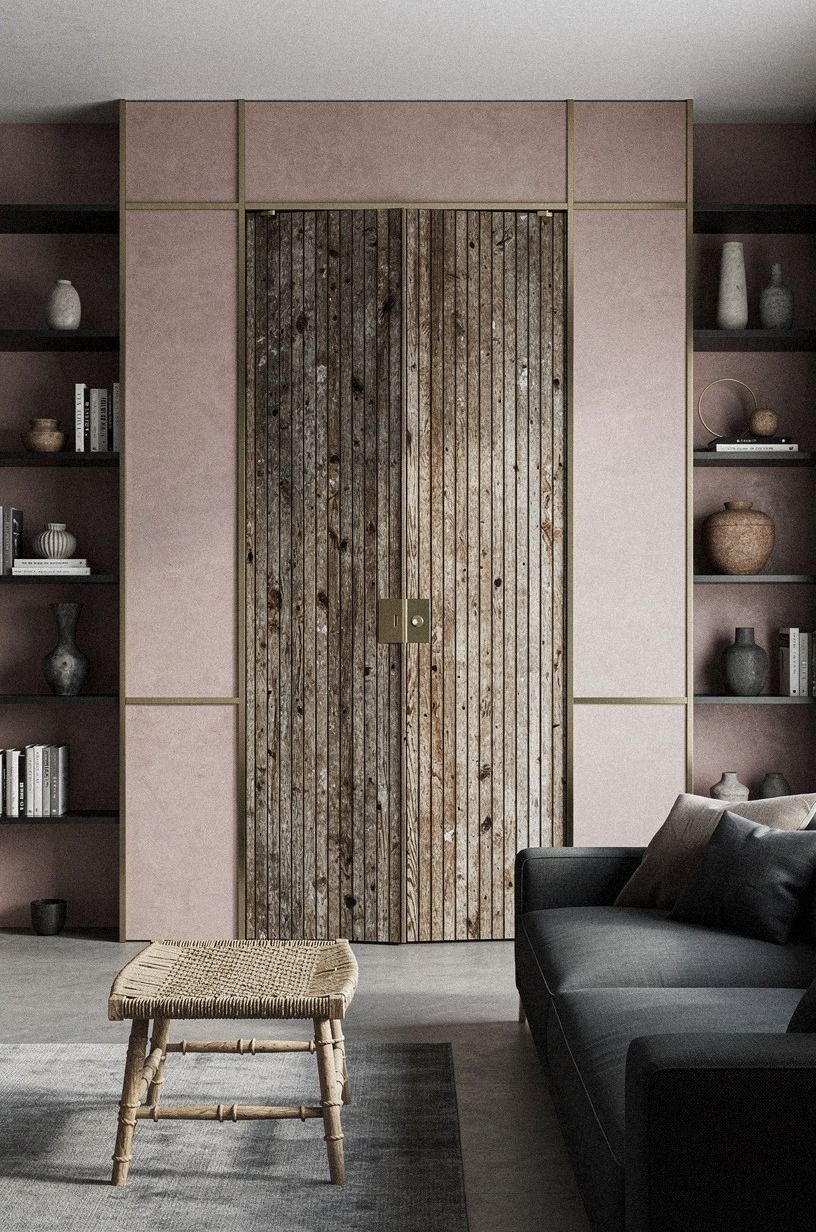 Camouflage hinges behind vertical slat panels