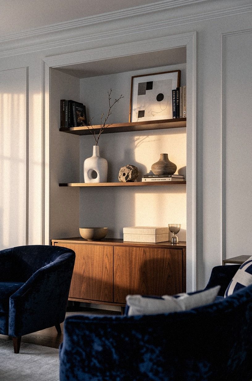 Build a shallow alcove with built-in shelves