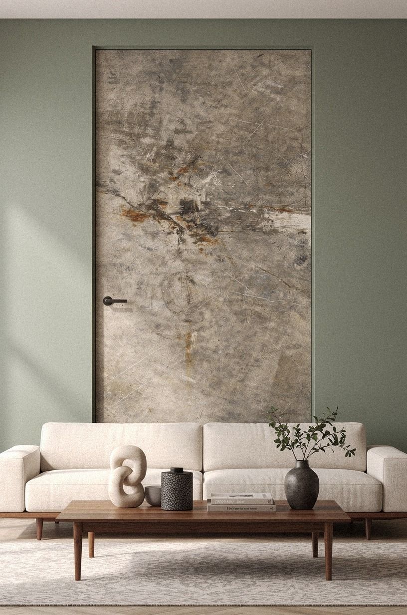 Cover the door with one oversized piece of art