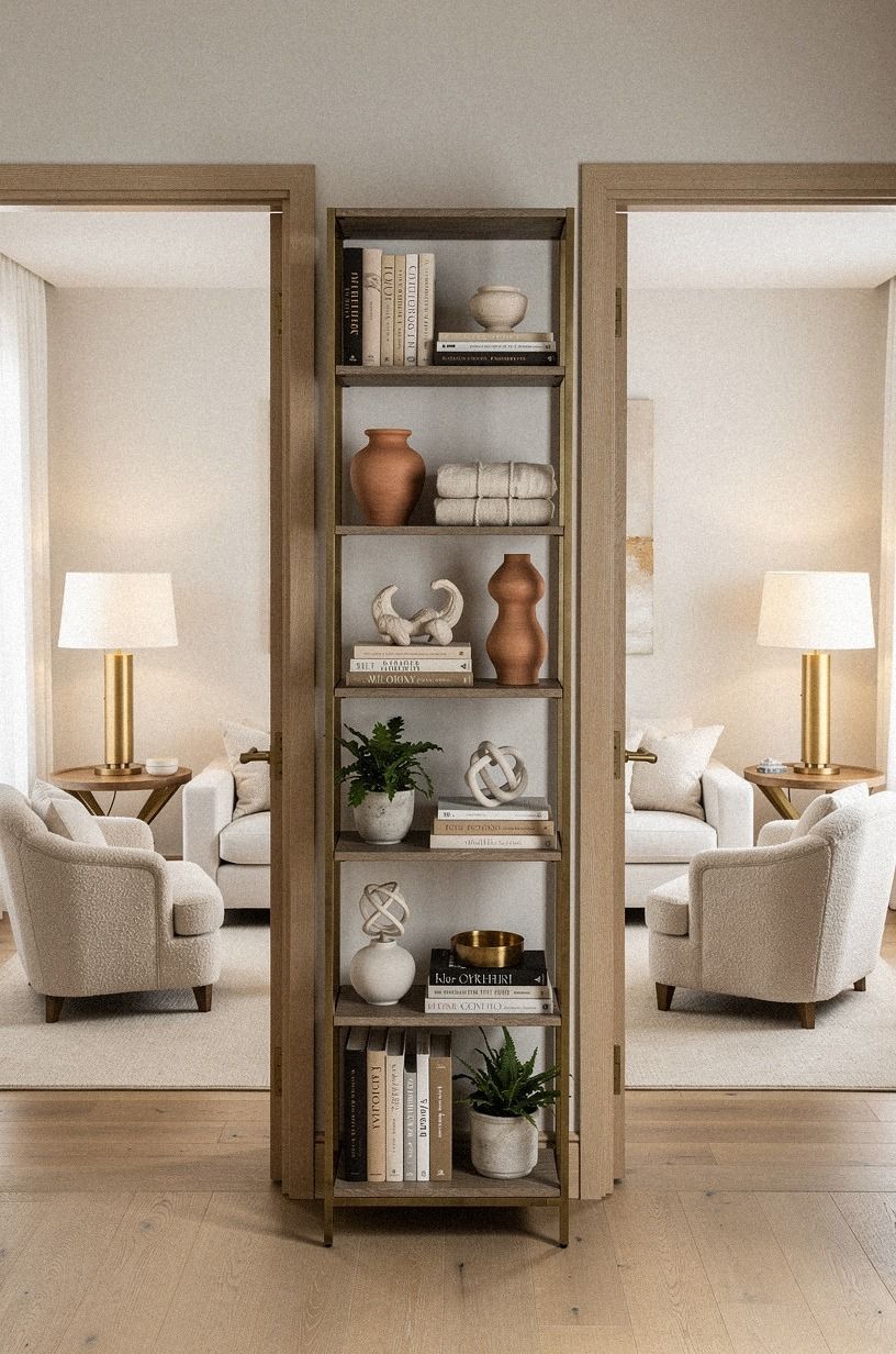 Place a free-standing bookshelf right in front of the door
