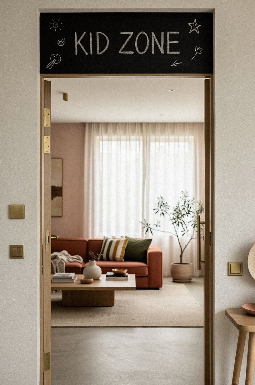 run a slim chalkboard panel over the door (kid-zone edition)