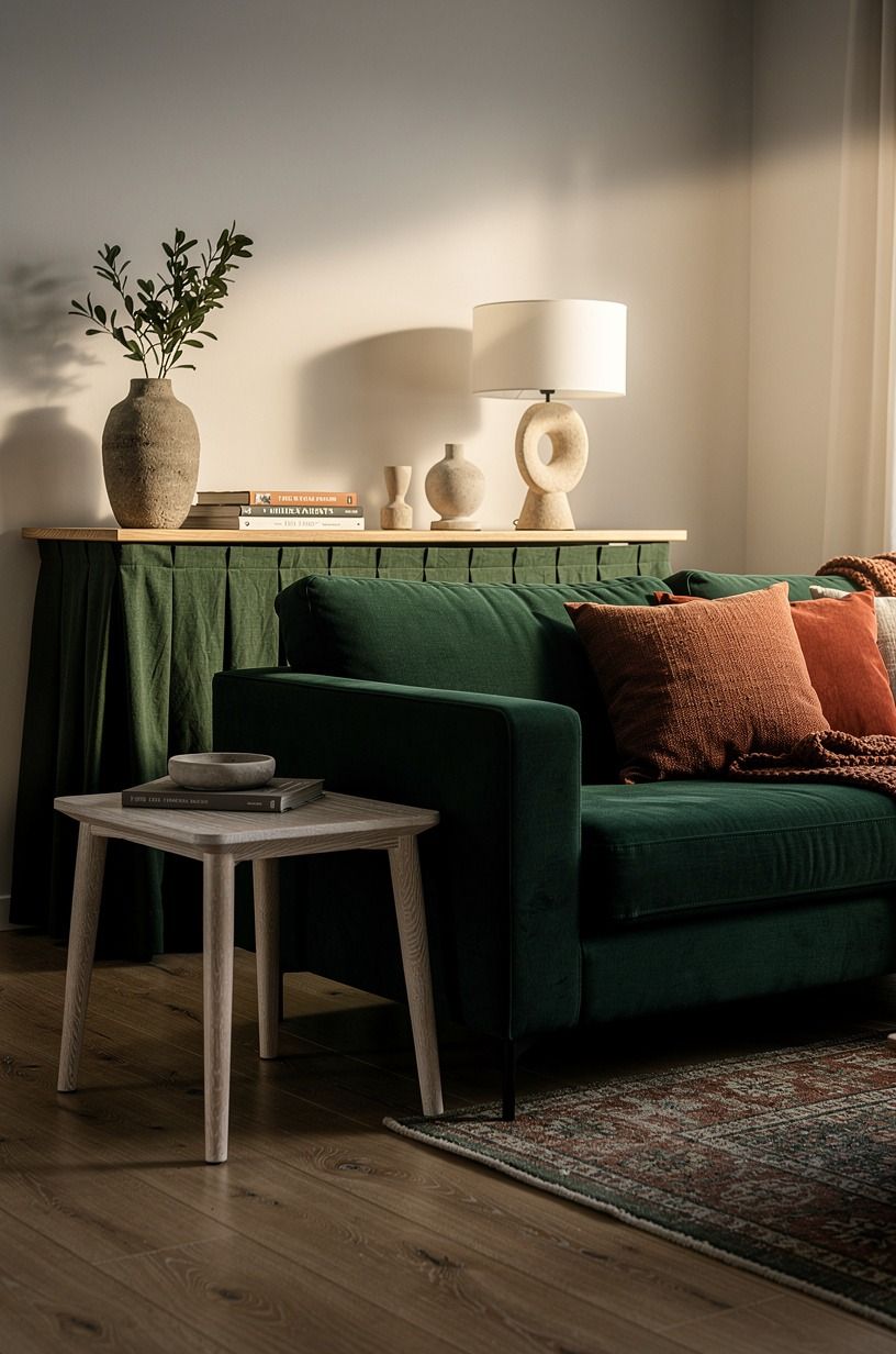 Tuck the Mess Behind a Skirted Console Table