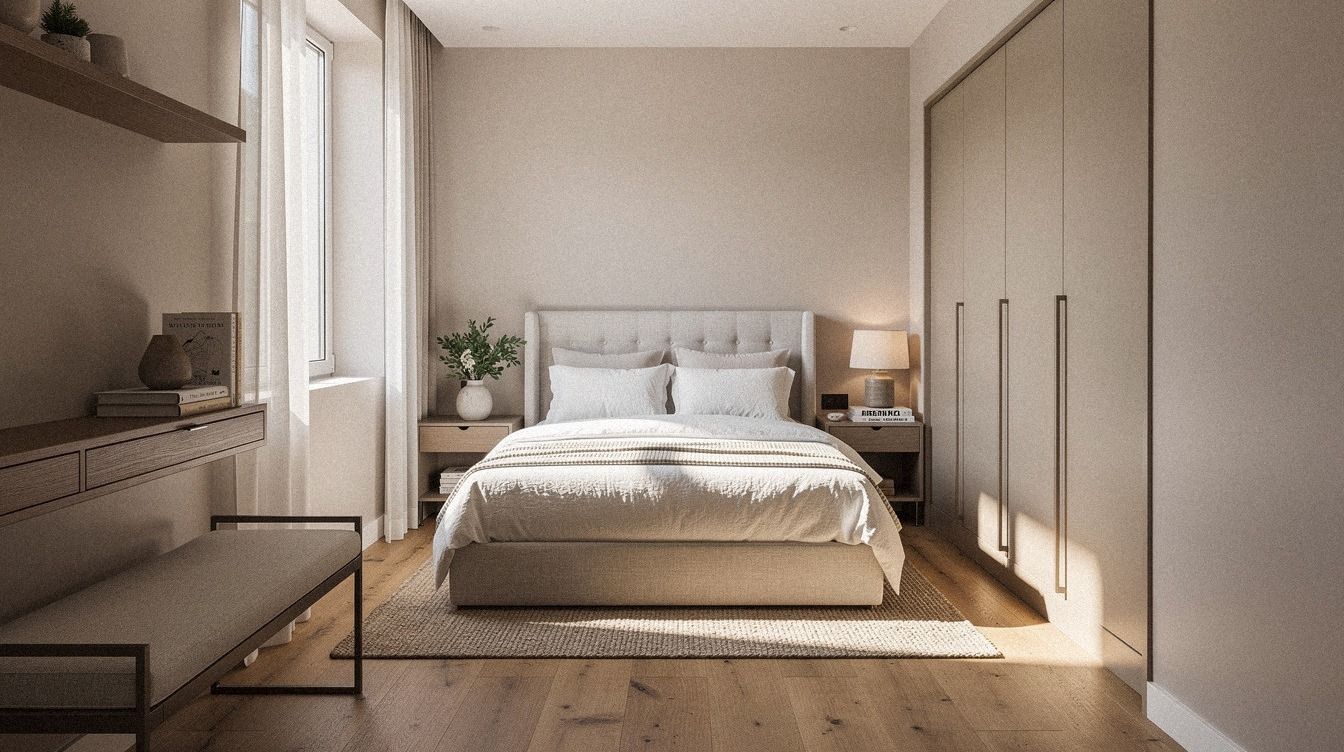 How to Lay Out a Narrow Long Bedroom So the Awkward Goes Away