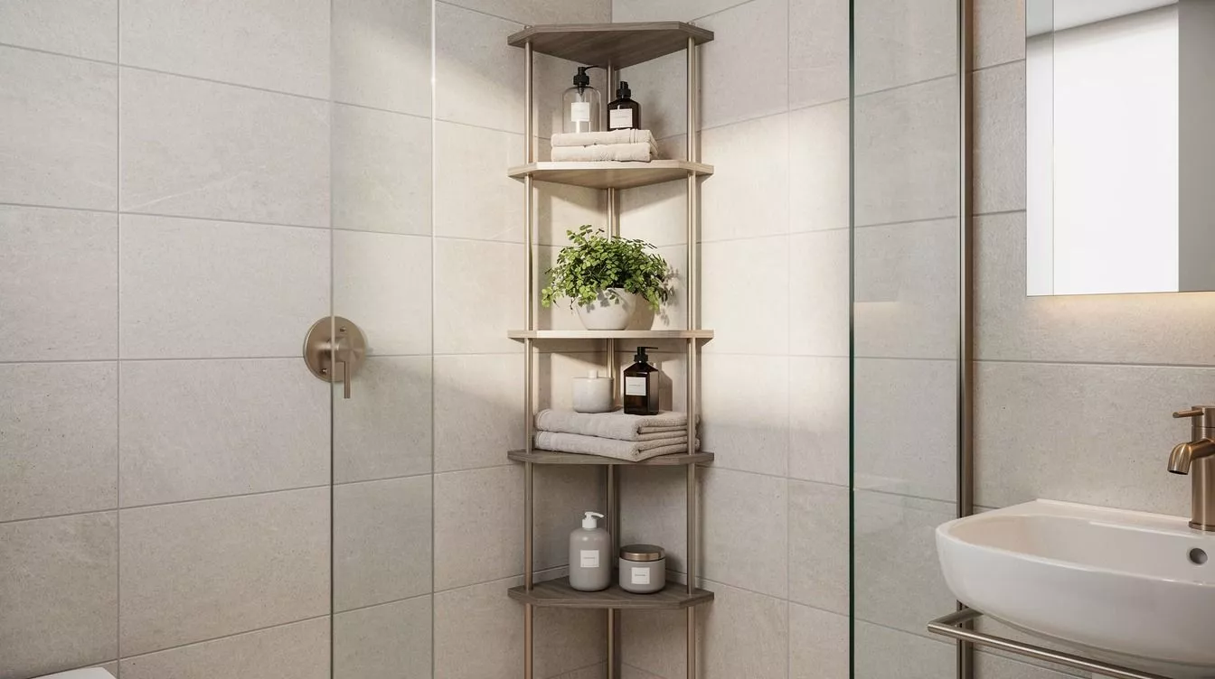 How to Create a Shower Corner Shelf That Use Every Inch Without Drilling - 11 Ideas