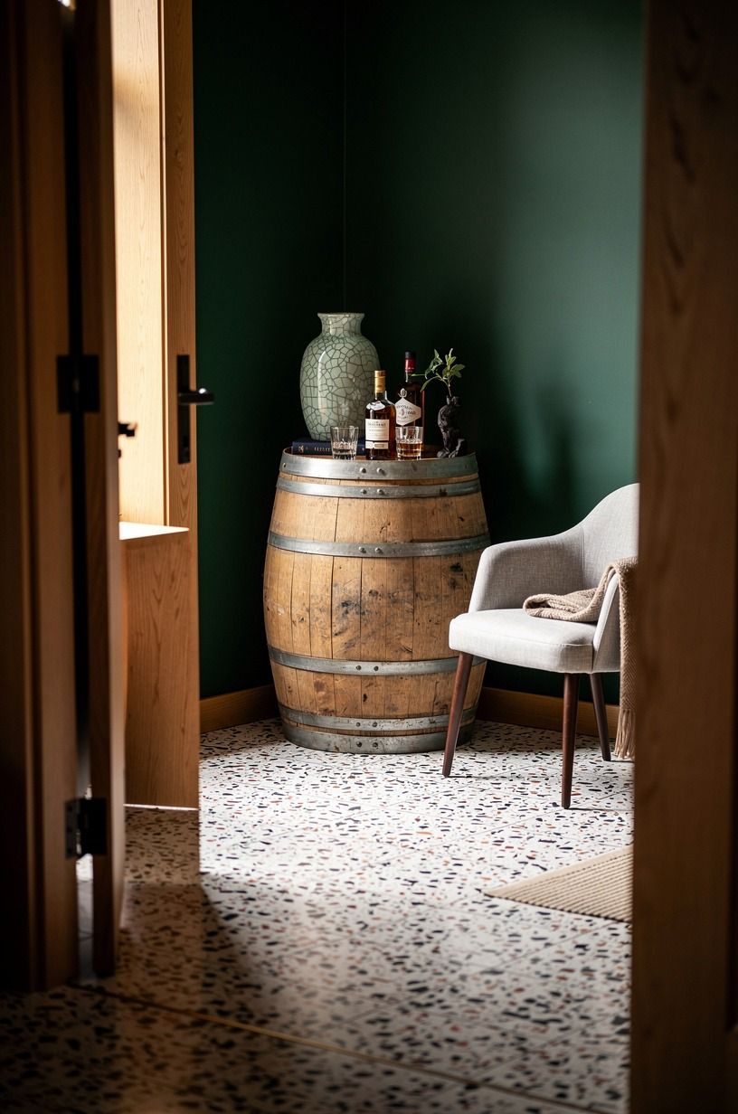 Tuck a barrel cabinet into the corner