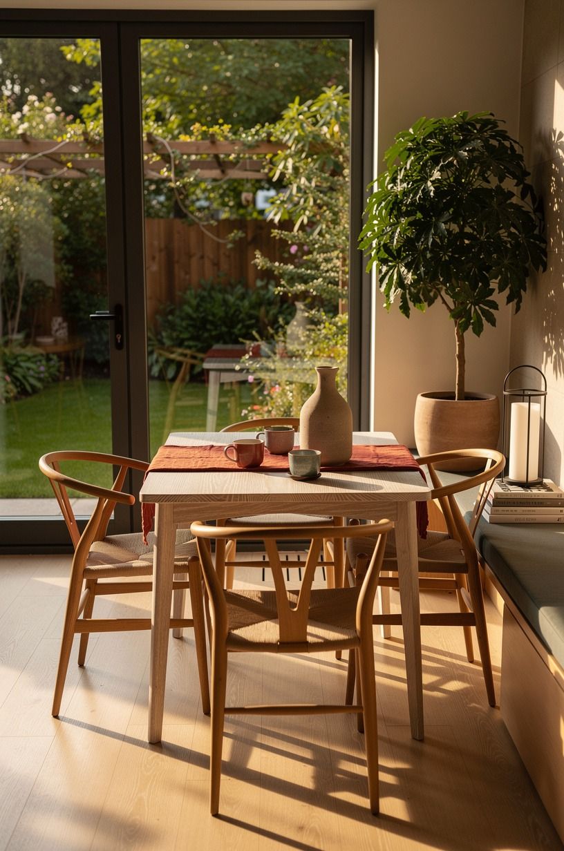 Can a tiny indoor terrace hold a dining corner too?
