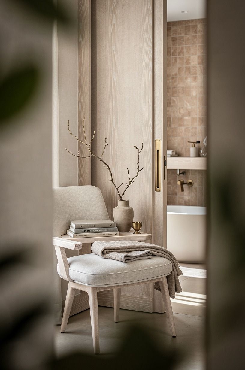 Add a chair or stool with quiet hotel energy