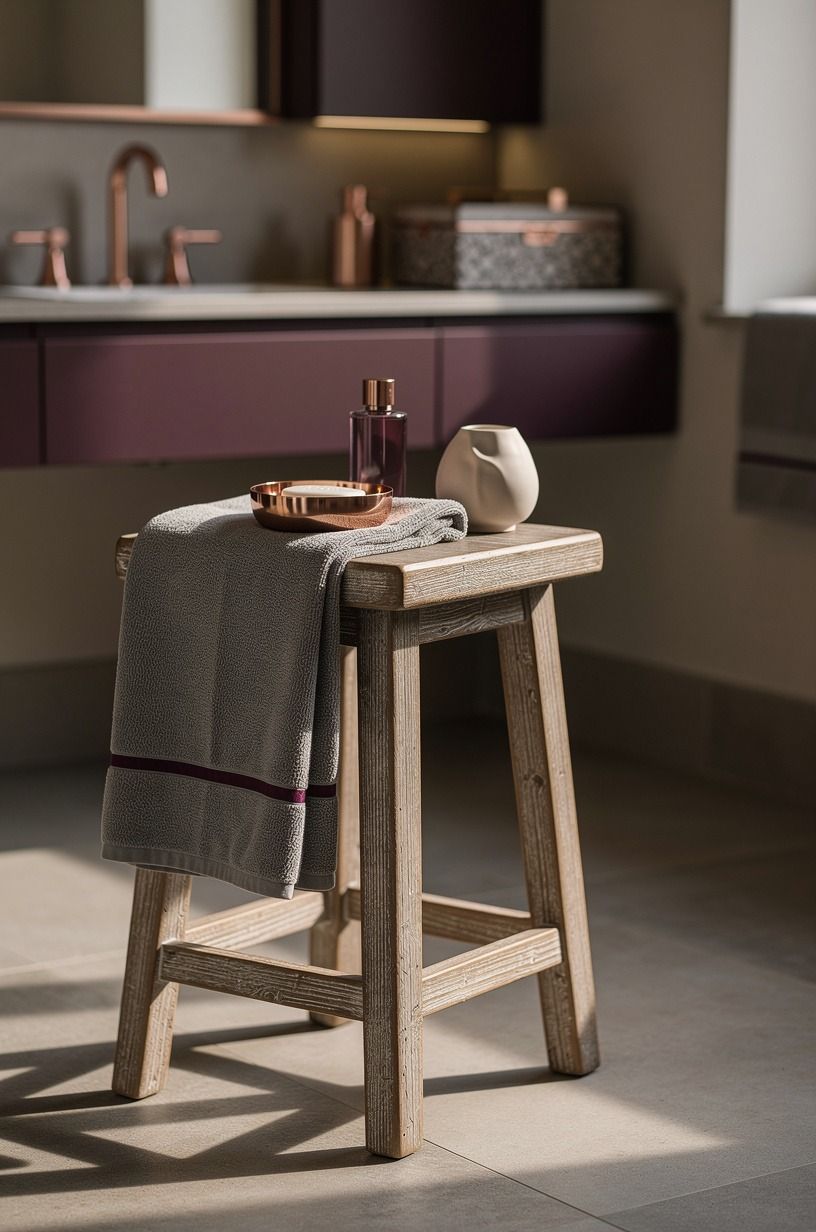 Add a stool in weathered wood, not clear acrylic
