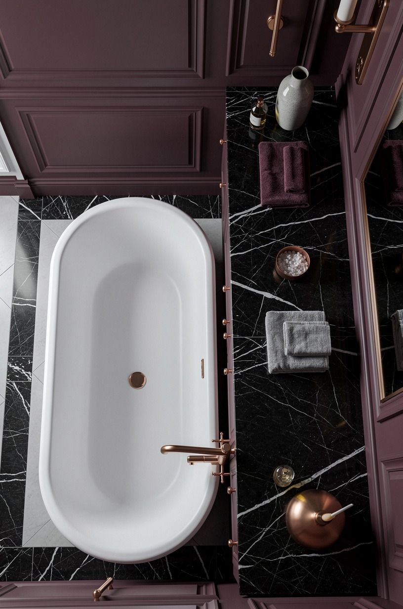 Anchor the tub with a dry-side vanity wall