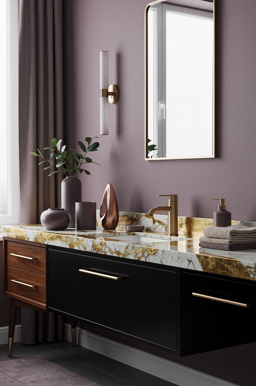 Anchor the Vanity With Calacatta Gold and a Black Base