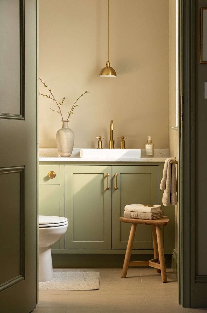 Benjamin Moore Chestertown Buff Warms Up the Water Closet