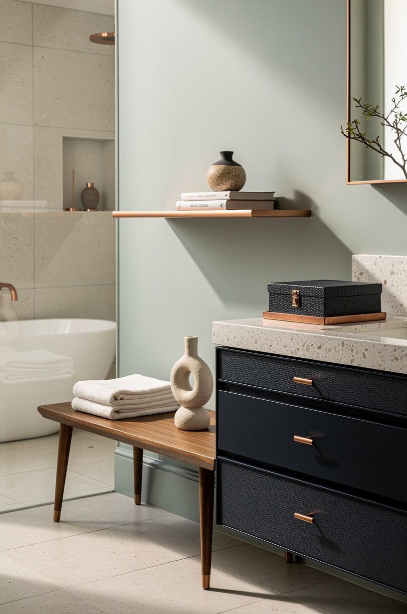 Bring in Sherwin-Williams Sea Salt for a softer contrast