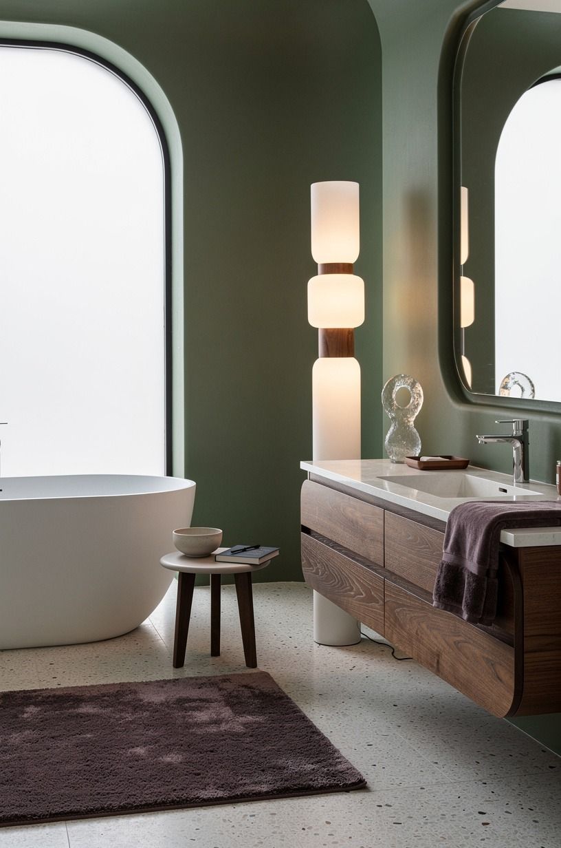 Build the Three-Height Light Stack for Moody Green Bathrooms