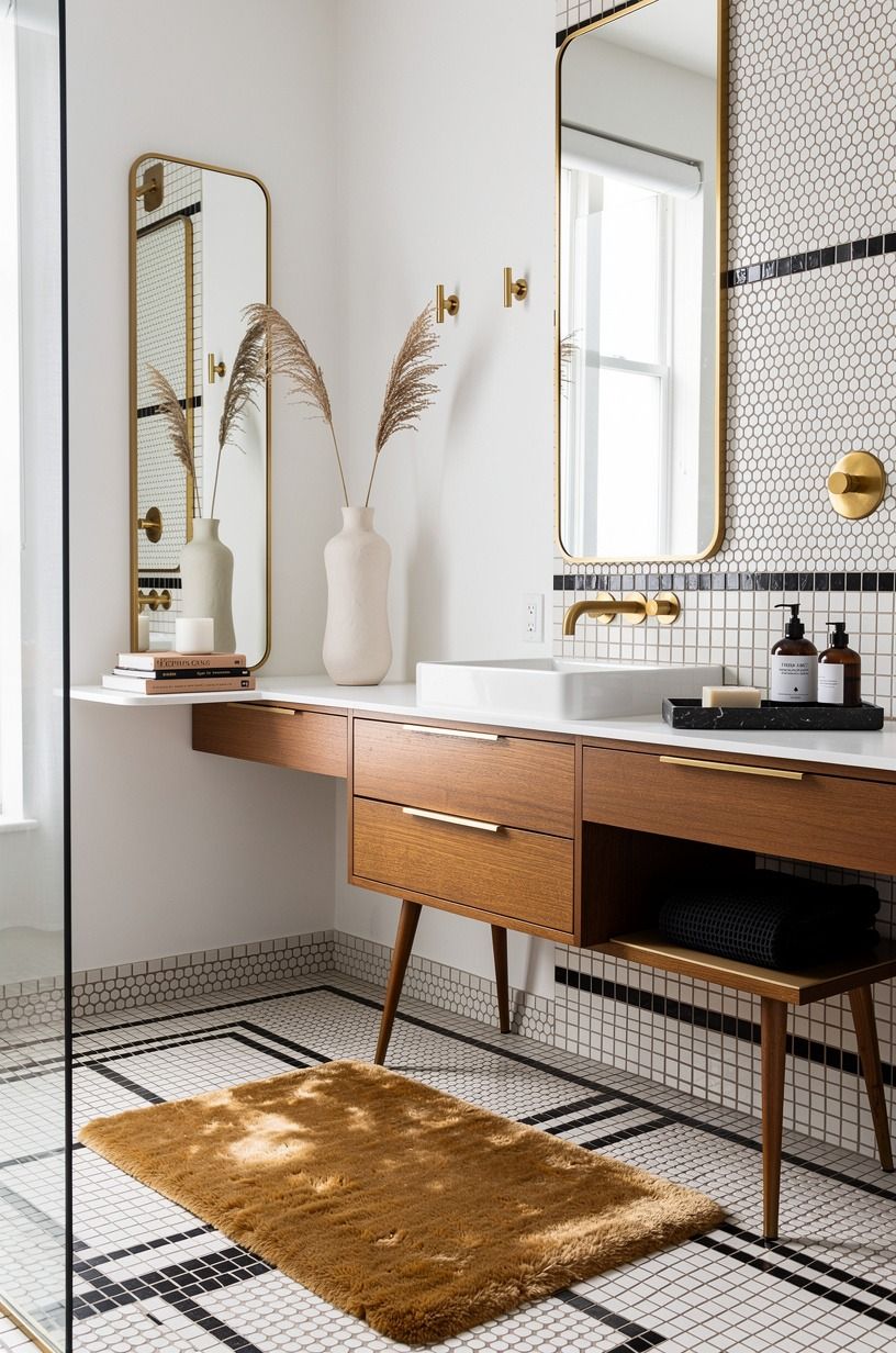 Build the Three-Shape Mosaic with penny, square, and rectangle tiles
