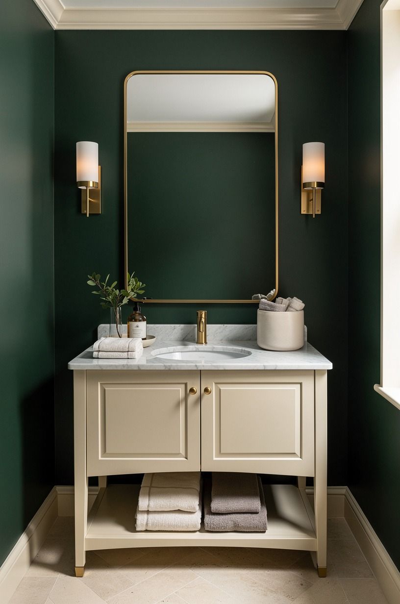 Can a small bathroom handle emerald green walls?