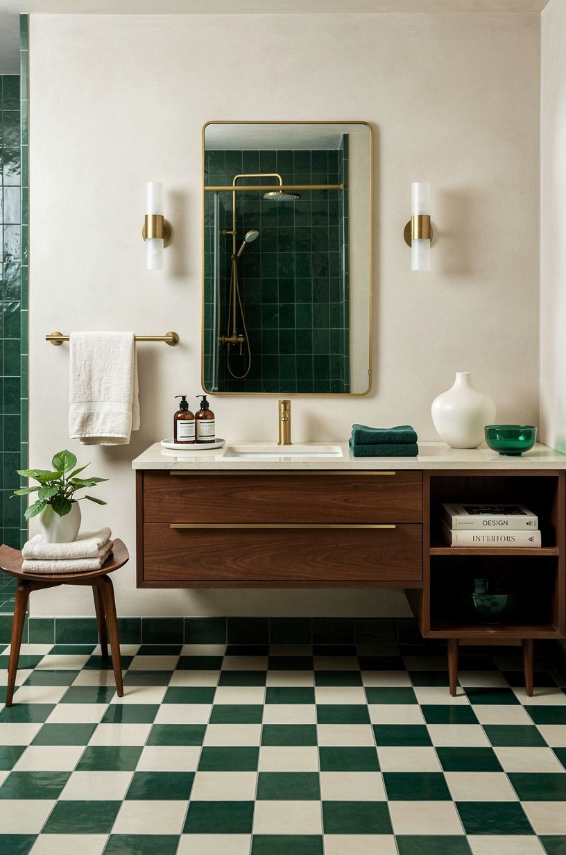 Can checkerboard tile stay mid-century without looking like a diner?