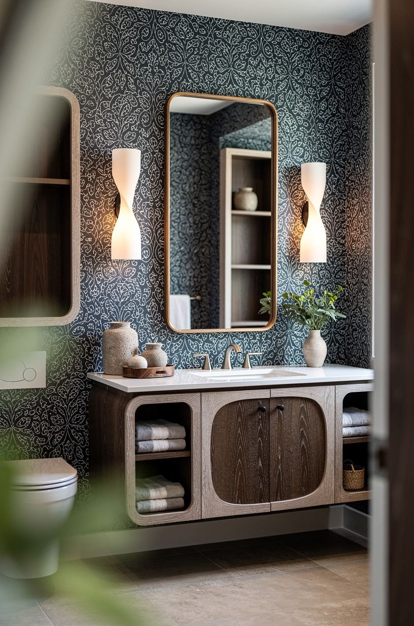 Can Dark Guest Bathroom Ideas Handle Wallpaper?