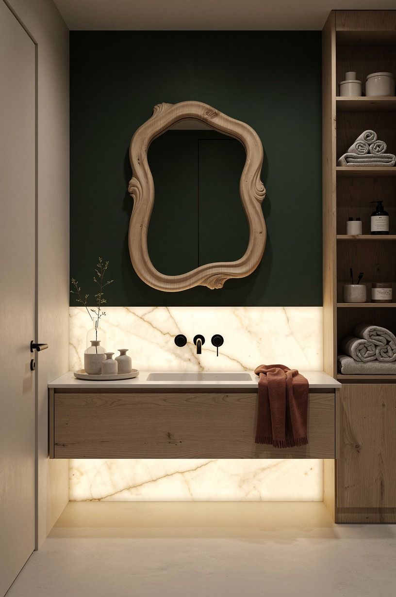 Choose a carved mirror over a medicine cabinet