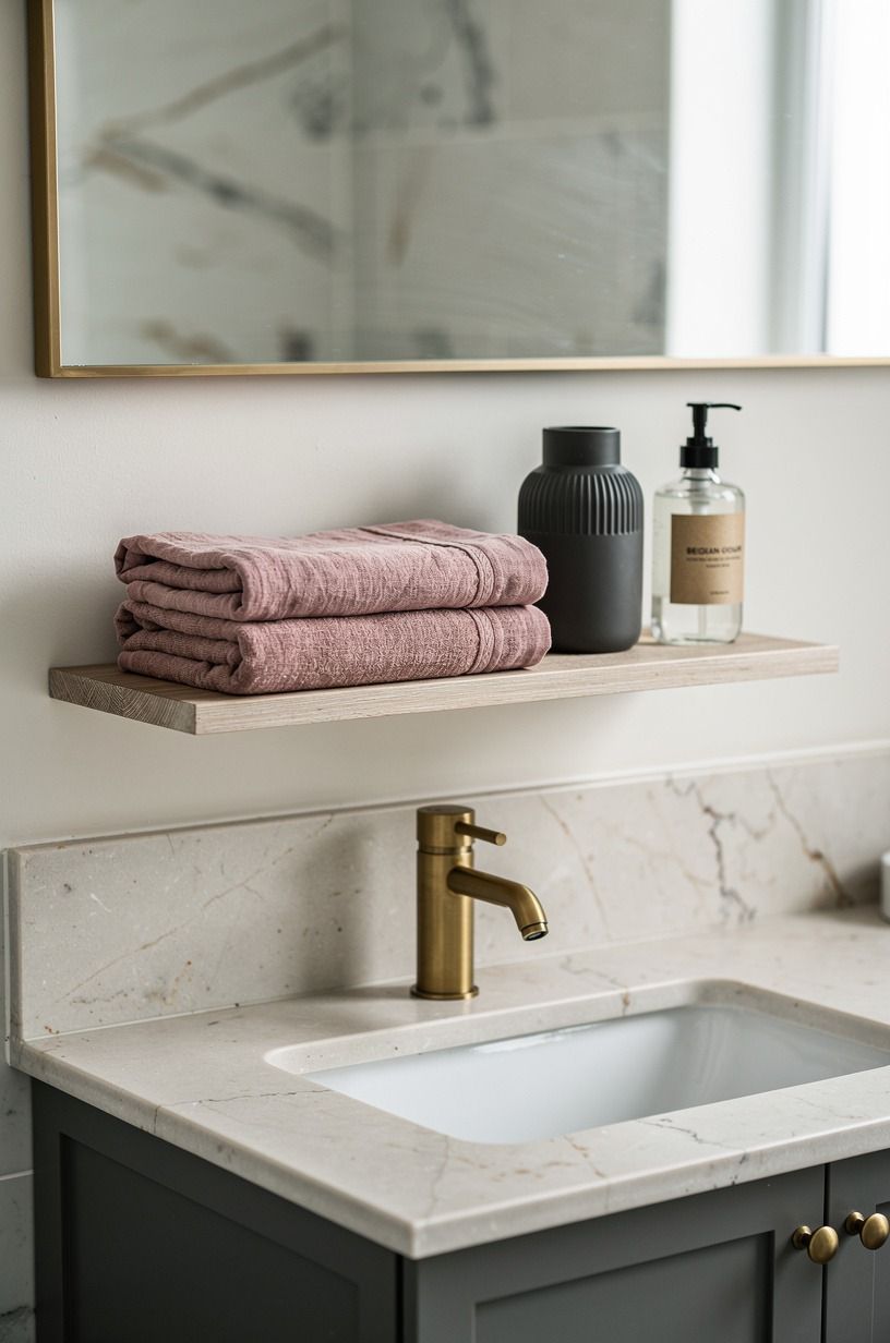 Choose a floating shelf over a crowded cabinet top