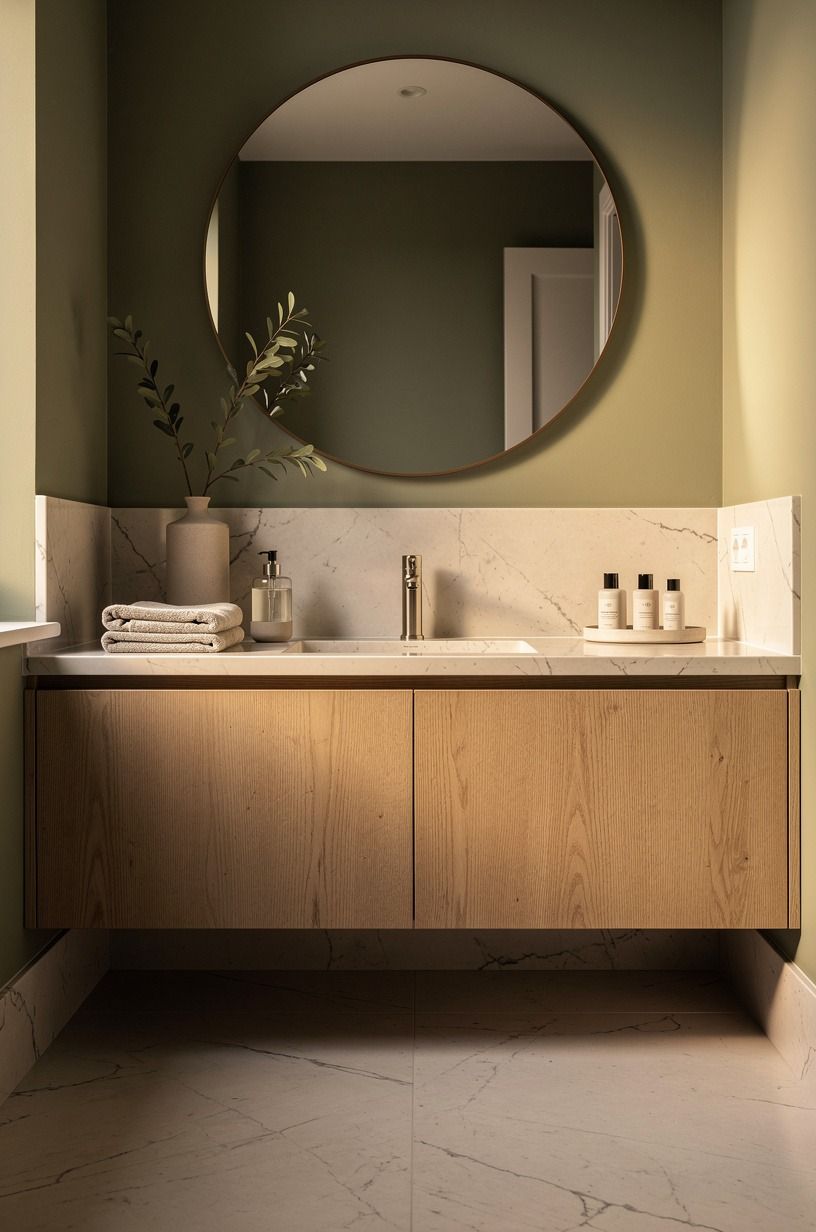 Choose a round mirror over a sharp rectangle
