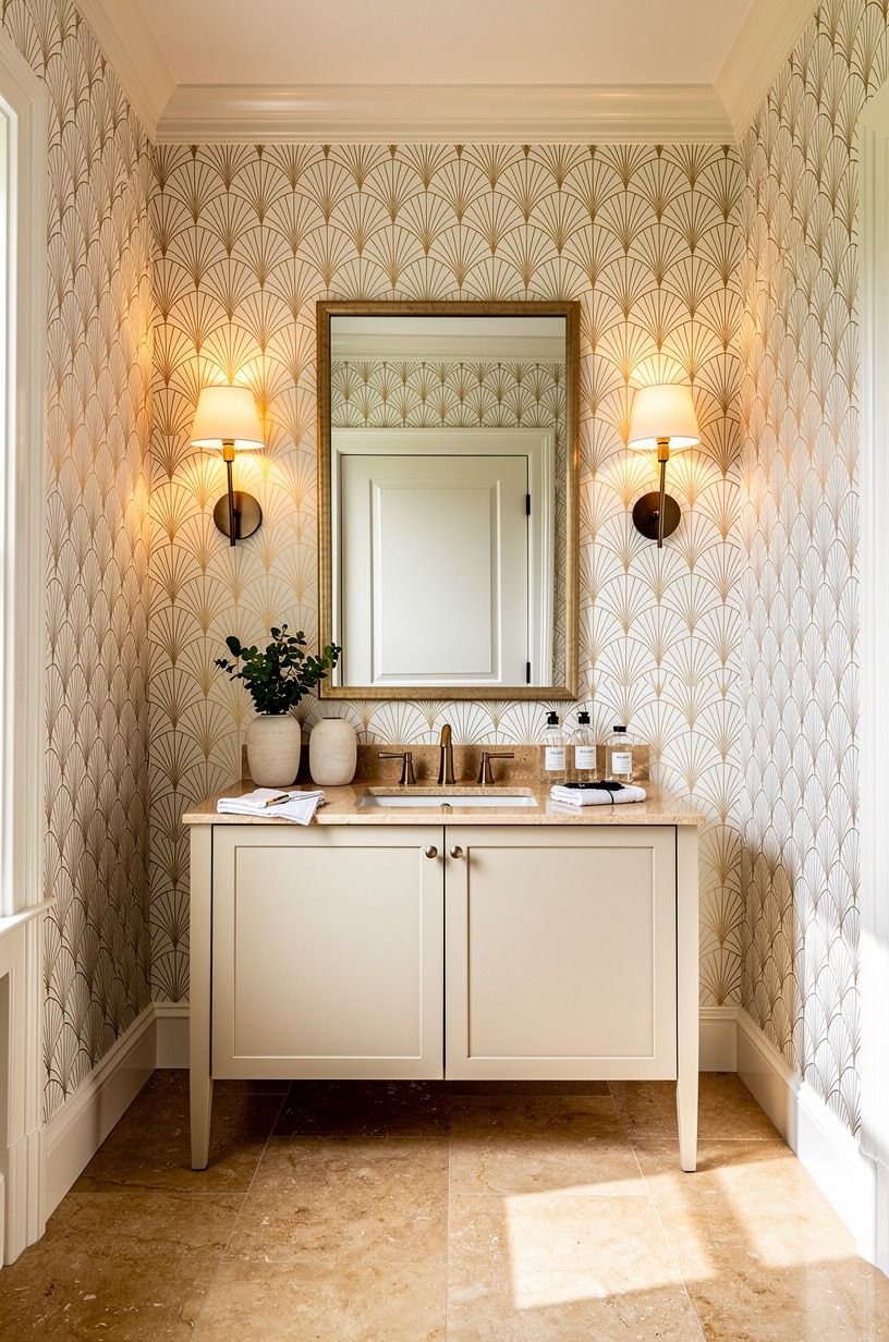 Choose Art Deco fans over plain geometric wallpaper