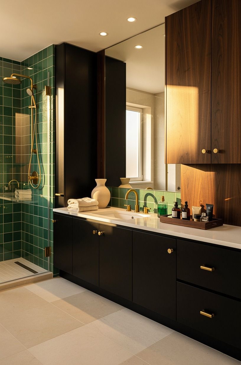 Choose black cabinetry over black plumbing