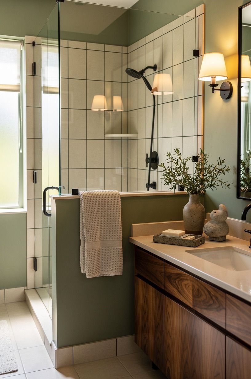 Choose black grout over white in a high-traffic shower