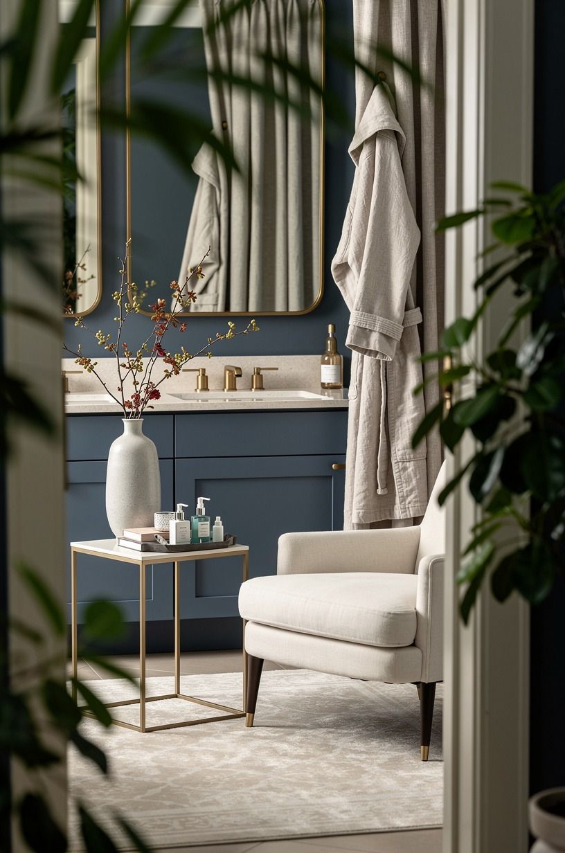 Choose blue over gray for a soft modern bathroom